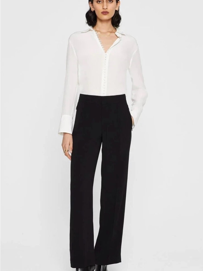 New Club Monaco Black Fluid Wide Leg Crepe Trousers Pants Size 4 Nwt